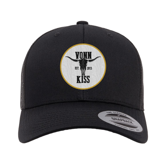 Vonn Kiss White Round Patch Curved Bill Hat