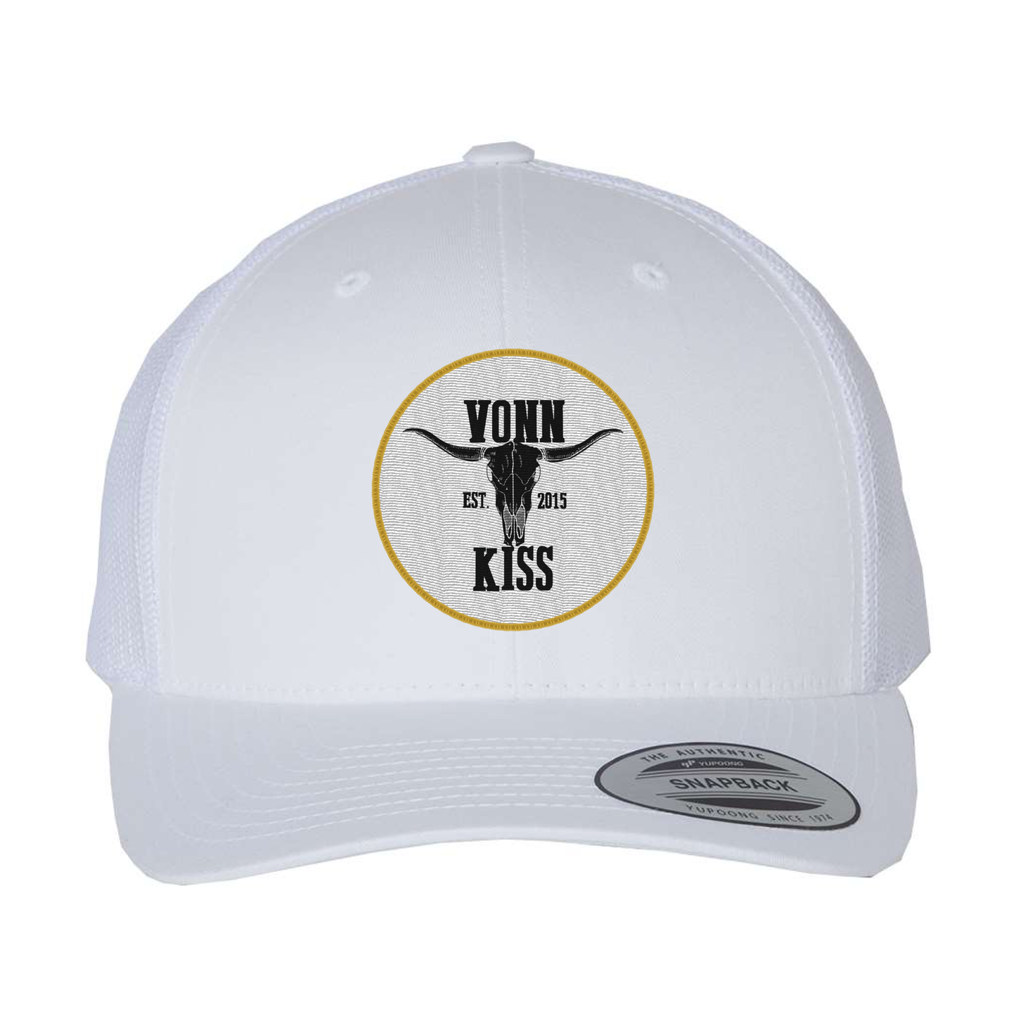 Vonn Kiss White Round Patch Curved Bill Hat